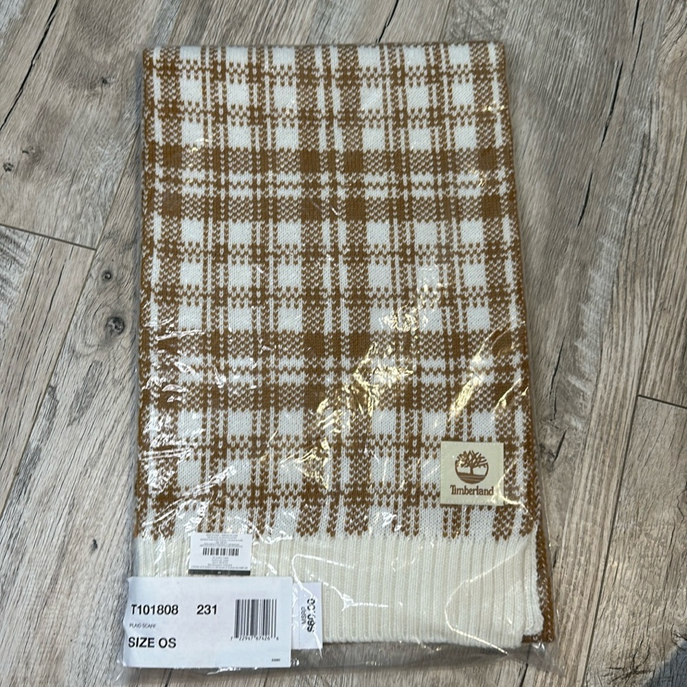 Brand new timberland plaid tan winter fall large scarf